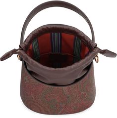 Saturno Mini Tote Bag from Etro Luxury Coated Canvas Hobo Bag With Top Handle, Luxury Brown Bucket Bag With Top Carry Handle, Pouch Bag In Coated Canvas With Detachable Handle, Coated Canvas Pouch Bag With Detachable Handle, Designer Coated Canvas Bucket Bag With Handles, Designer Coated Canvas Satchel Bucket Bag, Designer Brown Top Handle Bucket Bag, Evening Coated Canvas Shoulder Bag With Top Handle, Elegant Coated Canvas Bucket Bag For Errands