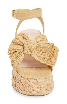 Sky-high styling meets cabana attitude on this beautifully woven raffia sandal set atop a chic platform sole. 2 1/2" platform Textile upper/leather lining and sole Imported Bow Braid, Raffia Sandals, Brown Accessories, Espadrilles Platform, Woven Raffia, Loeffler Randall, Sand Beige, Sky High, Sandal Women