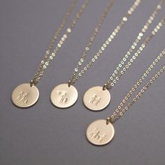 "Keep your family close to heart with our elegant take on the stick family concept! Personalize a meaningful pendant for your sisters, besties, parents or grandparents (and cue the heart eyes). Customize your piece to represent your family and wear every day, always. Every piece is handcrafted and hand-personalized with love in La Conner, WA, using 90% recycled and 100% ethically sourced raw materials from the USA--because it's better that way. Includes free gift-ready packaging (featuring a care card and traditional letterpress goodies made by my dad)!  MATERIALS: * Gold = 14k gold filled * Silver = sterling silver * Rose gold = 14k rose gold filled DETAILS: * 13mm disk * Hand-personalized with traditional metal punches AT CHECKOUT: * If you chose \"other\" for length, specify which lengt Custom Engraved Necklace, Bff Necklace, Stick Family, Bff Necklaces, Family Necklace, Family Jewellery, Blog Instagram, Engraved Necklace, Necklace Personalized