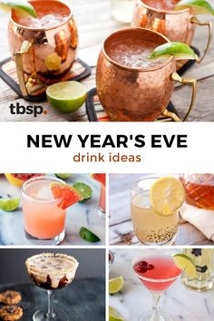 cocktails for the new year with text overlay that reads, 12 cocktails for counting down to the new year