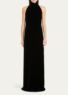 Max Mara Armida Long Velvet Halter Backless Dress - Bergdorf Goodman Halter Backless Dress, Travel Size Perfume, Evening Flats, Cocktail Jacket, Platform Pumps, Lingerie Sleepwear, Bergdorf Goodman, Coat Dress, Max Mara