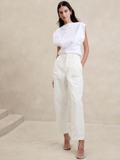 Mya Cotton-Linen Cargo Pant | Banana Republic Utility Pants, Luxury Linen, Cargo Pant, Beautiful Fabric, First Look, Cotton Linen, Woven Fabric, Banana Republic, Vintage Inspired