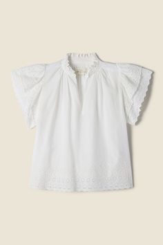 Clover Blouse Summer Eyelet White Summer Blouse For Gatherings, Summer White Blouse For Gatherings, White Blouse For Summer Gatherings, Elegant Ruffled Tops For Gatherings, Feminine Summer Tops For Gatherings, Feminine Tops For Summer Gatherings, Vintage Style Tops For Spring Gatherings, Vintage Tops For Spring Gatherings, V-neck Broderie Anglaise Blouse For Daywear