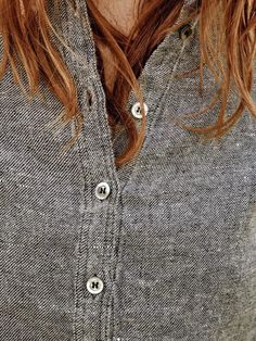 Single-breasted Temperament Cotton Ladies Shirt Gray Long Sleeve Tops With Buttons, V-neck Top With Placket For Fall, Gray Long Sleeve Blouse With Buttons, Gray Button-up Top With Button Cuffs, Gray Collared Top With Buttons, Gray Button-up Blouse With Buttons, Gray Button-up Top For Work, Gray Button-up Blouse, Casual Long Sleeve Tops With Back Button Closure