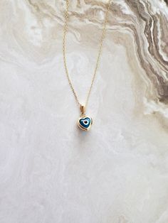 "14k Solid Gold Heart Evil Eye Necklace - 14k Gold Heart Shaped Necklace - Gold Nazar Necklace - Nazar Jewelry - Fine Jewelry for Women The Solid Gold Heart Evil Eye \"Protection\" for Women is composed of high-quality 14 Karat Gold. 14K Gold Nazar Necklace dazzles with its simple elegance. The evil eye bead destroys the bad energy of women. Evil Eye symbolizes fate protection and an open flow of communication. 🔳WARRANTY🔳 *6 Months warranty. *Free Shipping without price limit. *Easy Return and Fine Jewelry 14k Gold Heart Necklace With Birthstone, 14k Gold Heart Necklace Tarnish Resistant For Gift, 14k Gold Tarnish-resistant Heart Necklace Gift, 14k Gold Heart Pendant Necklace For Gift, Blue 14k Gold Heart Pendant Jewelry, 14k Gold Open Heart Necklace For Gift, Blue Heart Charm Necklaces, 14k Gold Heart Pendant Charm Necklace With Birthstone, 14k Gold Heart Pendant With Heart Beads Jewelry