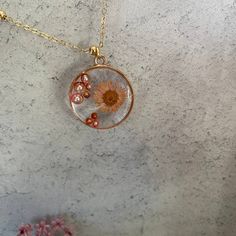 Orange/Peach Dried Pressed Flower Round Resin Pendant Necklace With Peach/Pink/Orange Bead Clusters Pretty Necklace Handcrafted With A Gold Toned Alloy Bezel And Set On An 18 Inch Gold Plated Brass Beaded Chain. The Pendant Is Just Over 1" In Diameter. Each Item Is Handmade By Me And As A Result Will Be Individually Unique And May Vary Slightly From The Photos. Handmade Items May Contain Occasional Unique Imperfections Such As Bubbles Or Minor Flaws That Do Not Impact The Beauty Or Functionality Belle Necklace, Swarovski Heart Necklace, Orchid Necklace, Blue Crystal Necklace, Resin Pendant Necklace, Wooden Bead Necklaces, Yellow Necklace, Pretty Necklace, Horse Necklace