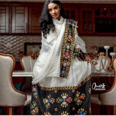 Beautiful Ethiopian and Eritrean Habeshan Dress. Stylish Menen, 100% Cotton. Eritrean Dress, Beautiful Ethiopian, Ethiopian Traditional Dress, Habesha Kemis, Dress Stylish, Next Dresses, Different Dresses, High Quality Dress, Traditional Dress