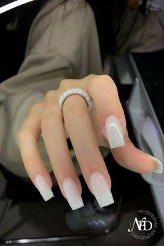 White Gel Nails, Milky Nails, White Acrylic Nails, Classic Nails, Classy Acrylic Nails, White Nail, Pink Acrylic Nails