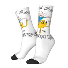 Adventure Time Stockings Finn and Jake Ride Bump Custom Funny Socks Autumn Non Skid Socks Men's Finn And Jake, Funny Socks, Man Running, Adventure Time, Mens Socks, Bump, Stockings, Socks, Better Living