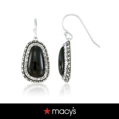 in stock Macy's Sterling Silver Teardrop Jewelry, Macy's Silver Gemstone Jewelry, Macy's Black Jewelry For Gift, Macy's Black Jewelry For Gifts, Macy's Black Jewelry Gift, Silver Teardrop Jewelry With Black Enamel, Marcasite Earrings, White Crystals, Black Tie Event