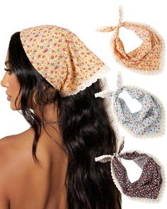 PRICES MAY VARY. TIE-BACK TRIANGLE HEAD SCARF FITS MOST PEOPLE: The head bandana for women's hair is a tie-back design, so you can tie bandanas for hair on as often as you like. It fits most head circumferences and meets most hairstyling requirements CLIPLESS DESIGN ALLOWS YOU TO USE EASY AND COMFORTABLE: We replace the classic elastic band design with a tie-back design without metal clips to protect your scalp and hair, making women head coverings easier and more comfortable for you to wear VIN Women Head Coverings, Hairstyles With Bandanas, Boho Hair Scarf, Hair Bandanas, Triangle Head Scarf, Head Kerchief, Scarf Fits, Triangle Head, Hair Bandana