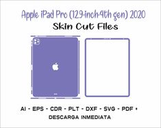 the apple ipad pro 12 - inch tablet skin cut files are shown in purple and white