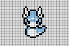 an image of a pixellated avatar in blue and white with black dots on it