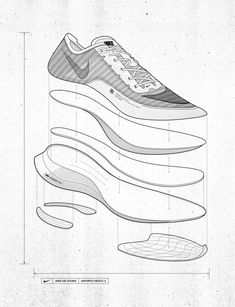 Footwear Design Portfolio, Tech Drawing, Concept Sneakers, Product Sketches, Sports Fashion Design, Sneakers Sketch, Bottle Drawing, Shoe Sketches, Presentation Styles