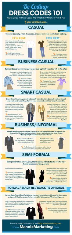 Dress Codes & What They Mean – His & Her Guide To Appropriate Attire For Each Dress Code Black Tie Optional, Dress Business, Dress For Success, Business Attire, Looks Style, Dress Code, Things To Know, Dress Codes, Personal Branding