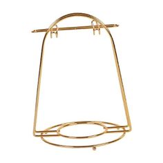 a gold plated metal rack with two rings on the bottom and one ring at the top