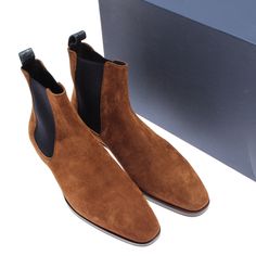 Zelli Brown Formal Suede Chelsea Boots With Rubber Sole, Luxury Chelsea Boots For Galas, Elegant Chelsea Boots With Suede Lining, Elegant Chelsea Boots With Suede Lining For Formal Wear, Formal Fitted Suede Chelsea Boots, Luxury Suede Chelsea Boots With Leather Sole, Elegant Chelsea Boots With Suede Lining For Work, Classic Fitted Suede Chelsea Boots, Luxury Chelsea Boots With Rubber Sole