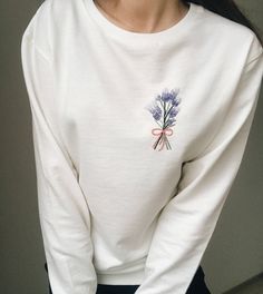 Embroidery Designs Sweatshirt, Embroidery Cute, Lavender Flower, Flower Embroidery Designs, Sweatshirt Crewneck, Embroidered Sweatshirt, Flower Embroidery, Ukraine, Lavender