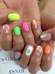 neon nails Nails Space, Essie Nail Colors, Different Nail Designs, Colorful Nails, Pretty Nail Designs, Nails Only, Colorful Nail Designs, Neon Nails