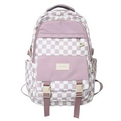 Cute Women's Nylon Backpack for Teenagers Girls Plaid School Bag Female Student Travel Rucksack Large Capacity Student Bookbag [23y 8m 10d] Large Capacity Pink Nylon Backpack, Large Capacity Nylon Backpack In Pink, Trendy Pink Nylon Backpack, Pink Nylon Backpack, Trendy Nylon Backpack For Study, Pink Nylon Backpack For Students, Pink Rectangular Nylon Backpack, Rectangular Pink Nylon Backpack, Pink Nylon Backpack For Daily Use