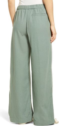 Caslon® Wide Leg Pull-On Linen Blend Pants | Nordstrom Nordstrom Sale, Petite Style, Linen Blend Pants, Wide Legs, Pull On Pants, Welt Pocket, Linen Blend, Classic Style, Elastic Waist