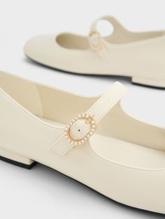 Pearl-Buckle Mary Janes Feminine Shoes, Size Chart For Kids, Preppy Look, Pearl Cream, Charles Keith, Lookbook Outfits, Belt Size, Comfortable Shoes, Mary Janes