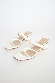 Leylia White High Heel Sandals - $33 : Fashion at Lulus.com Low High Heels, White High Heel Sandals, Fits Inspiration, Homecoming Shoes, Interlocking Design, Shoes Heels Classy, White High Heels, White Sandals Heels, Short Heels