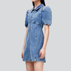 Light Wash Knee-length Denim Dress, Knee-length Light Wash Denim Dress, Fitted Denim Dress With Zipper For Summer, Denim Blue Dresses With Zipper Closure, Denim Blue Denim Dress With Zipper Closure, Denim Blue Dress With Zipper Closure, A-line Denim Dress In Denim Blue, Denim Dress With Zipper Closure, Spring Denim A-line Mini Dress