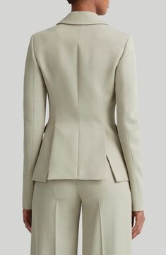 This tailored-fit blazer made from a wool-enriched crease-resistant fabric is framed by signature structured shoulders. 27" length (size 8US/40FR) Two-button closure Notched lapels Chest welt pocket; front flap pockets Side vents Lined 86% viscose, 14% wool Dry clean Made in Italy Designer Clothing Fitted Blazer, Flap Pocket, Welt Pocket, Rosemary, Designer Clothing, In Italy, Dry Clean, Nordstrom, Blazer