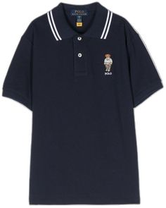 Blue Polo T-shirt With Striped Collar, Navy Casual Polo Shirt With Striped Collar, Sporty Navy Cotton Polo Shirt, Blue Polo Shirt With Striped Collar, Blue Collared T-shirt With Ribbed Collar, Sporty Blue Polo Shirt With Contrast Stripes, Navy Cotton Polo Shirt With Striped Collar, Navy Cotton Polo Shirt With Contrast Stripes, Casual Navy Polo Shirt With Embroidered Logo