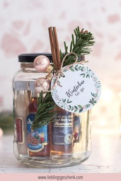 Winterbar to go im Glas als Last Minute Weihnachtsgeschenk Weihnachten Diy, Creative Birthday Gifts, Xmas Diy, Quick Gifts, Diy Handmade, White Christmas, Christmas Presents, Last Minute