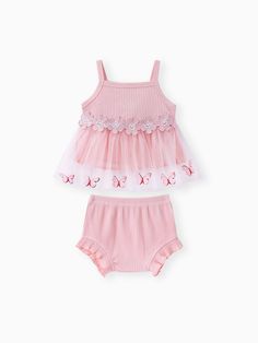 [{"content":"Machine washable, low temperature tumble dry.\n* Set includes:  1 Top + 1 Shorts\n* Material: 100% cotton\n* Three-dimensional butterfly mesh skirt\n* Soft and comfortable","en_title":"Care Instruction","title":"Care Instruction"}] Ruffled Shorts, Mommy And Me Dresses, Smocked Top, Mesh Skirt, Matching Family Outfits, Family Outfits, Matching Dresses