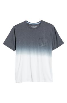 Bisected in bold dip-dye, this T-shirt made with soft, breathable cotton sports a relaxed vibe and a slim seam running up and down the back. Crewneck Short sleeves 60% cotton, 40% polyester Machine wash, dry flat Imported Faded Washed Sporty Top, Faded Sporty Top, Casual Bleached Crew Neck Top, Casual Tie Dye Crew Neck T-shirt, Casual Bleached Short Sleeve Top, Casual Short Sleeve Bleached Tops, Sporty Washed Cotton T-shirt, Sporty Washed T-shirt For Summer, Sporty Vintage Style T-shirt For Summer