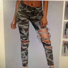 Brand New Cute Camo Jeans. Didn’t Fit And Missed The Return Window . This Size Sold Out Casual Ripped Camouflage Bottoms, Camo Jeans, Jeans Size, Camo, Pant Jumpsuit, Pants For Women, Brand New, Pants, Women Shopping