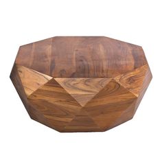 a wooden bowl that is made out of wood and has geometric designs on the sides