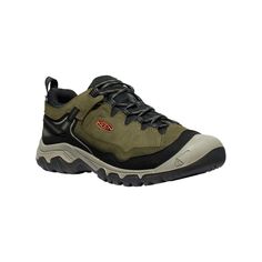 Go the extra mile and then some in the KEEN Targhee IV Waterproof Hiking Shoes for Men! PFAS-free, waterproof yet breathable KEEN.DRY membranes keep feet dry while maintaining breathability. Premium leather uppers from an LWG-certified tannery stand up to vegetation, hard use, and more for long-lasting service. Solvent-free, air-injected LuftCell technology in the removable insoles provides a comfortable ride, while LuftCore technology in the midsoles cushion and absorb shock. Eco-Anti Odor control keeps feet feeling fresh. High-traction TPU outsoles with multidirectional lugs keep you sure-footed over rough terrain, and eco-friendly KEEN.FUSION construction fuses the uppers and soles together for longer lasting performance without the use of glues and solvents. Heel-capture systems for a Green Lace-up Trail Running Shoes For Outdoor Activities, Durable Low-top Waterproof Sports Boots, Sporty Hiking Boots With Vibram Sole For Camping, Rugged Green Hiking Boots For Outdoor, Rugged Green Hiking Boots, Green Lace-up Waterproof Walking Boots, Casual Gore-tex Waterproof Boots For Camping, Green Waterproof Boots With Round Toe For Outdoor Activities, Green Waterproof Boots For Outdoor Activities