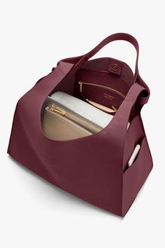 Women's Oversized Double Loop Bag in Merlot | Pebbled Leather by Cuyana | Women's Oversized Double Loop Bag in Merlot | Pebbled Leather by Cuyana On-the-go Tote Shoulder Bag With Top Carry Handle, Classic Rectangular Hobo Bag For On-the-go, Luxury Everyday Bag With Detachable Handle, Luxury Bag With Detachable Handle For Everyday, Elegant Satchel Bucket Bag For On-the-go, Versatile Satchel With Round Handle For On-the-go, Detachable Strap Hobo Tote Bag For On-the-go, Versatile Travel Satchel With Round Handle, Luxury Everyday Shoulder Bag With Round Handle