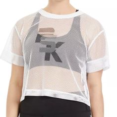 Brand New With Tags , Size:: Women's Size Large Color:: White Psk Collective’s Mesh Shirt Is The Stylish Layering Item You Need For Your Wardrobe. Mesh Fabric Material Is Breathable And Can Be Used As Activewear Or Athleisure Wear. Available Is Fun, Vibrant Colors To Add A Pop Of Color To Your Outfit Or Workouts. Comfortable Fit For Any Body Size And For Any Activity. Must-Have Mesh Meets This Women's Cropped Tee From Psk Collective For The Ultimate Layering Piece. Psk Collective Donates Fifteen Casual Mesh Short Sleeve Crop Top, Trendy Mesh Short Sleeve Tops, Trendy Short Sleeve Mesh Top, Spring Mesh Top With Short Sleeves, Spring Mesh Short Sleeve Tops, Casual Mesh Crew Neck Tops, White Mesh Casual T-shirt, Stretch Mesh Tops With Short Sleeves, Mesh Shirts