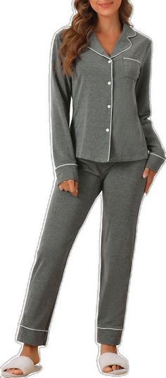 Relaxed Fit Sleepwear With Buttons For Loungewear, Cotton Button-up Sleepwear For Lounging, Cotton Loungewear Sets With Button Closure, Casual Buttoned Sleepwear For Loungewear, Casual Sleepwear With Button Closure For Lounging, Long Sleeve Buttoned Sleepwear For Pajama Party, Relaxed Fit Long Sleeve Sleepwear With Buttons, Casual Sleep Sets With Buttons, Casual Sleepwear Sets With Buttons