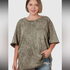 Super Cute Shirt! Trendy Acid Wash Tops For Fall, Casual Cotton Short Sleeve Top For Fall, Casual Soft-washed Tops For Everyday, Soft-washed Acid Wash Cotton Top, Trendy Everyday Washed Tops, Short Sleeve Washed Cotton Top, Oversized Distressed Cotton Tops, Casual Fall Tops With Short Sleeves, Acid Wash Cotton Short Sleeve Tops