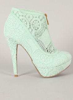 Lace mint booties Ugg High, High Heels Classy, Fashion Shoes Boots, Boots Ugg, Heels Classy, Nike Lunar, Cute Heels, Boots Heels, Heels Boots