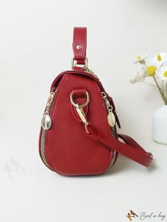 BirdinBag - Chic Floral Zipper Handbag: Trendy Flap Shoulder Bag, Stylish Small Leather Purse for the Office Satchel Box Bag With Zipper For School, Evening Bag With Zipper Closure And Top Handle, Handheld Box Bag With Zipper For School, Pouch Shoulder Bag With Zipper Closure For Shopping, Red Satchel Bag With Zipper Pocket, Daily Use Crossbody Evening Bag With Zipper, Everyday Satchel Evening Bag With Zipper Closure, Satchel Evening Bag With Zipper For Everyday Use, School Satchel Bag With Zipper Closure