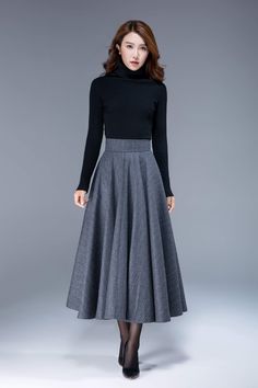 Fall Dresses With Voluminous Long Skirt, Fall Dresses With Lined Voluminous Skirt, Fall Voluminous Lined Skirt Dress, Fall Dress With Voluminous Lined Skirt, Fall Voluminous Dress With Lined Skirt, Winter Long Pleated Dress, Winter Dress With Long Pleated Skirt, Long Lined Skirt Dress For Fall, Fall Long Skirt Lined Dress