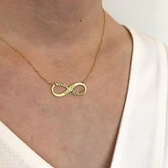 The design of this necklace allowed symbolically connects two persons with their special day. Enforce a classic infinity necklace with any date that is important for you and your loved one. It can be an anniversary, the birthday of children or any other day to remember. There is no better way to show off your love and connection than to wear your infinitely connected names next to your heart. Description Material: Stainless steel. Chain length: 16"/ 40 cm or 18"/ 45 cm Colors available: gold, ro Date Necklace, Jewelry Couple, Couple Name, Monogram Pendant, Necklace Name, Infinity Jewelry, Couple Necklaces, Anniversary Dates, Infinity Necklace