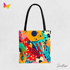 "Sweetness Festival Tote Bag: Abstract Grunge Geometric Shapes Multi-color Yellow Blue Red Green Vibrant Over Shoulder Rave EDM Accessory Bag Introducing the Sweetness Festival Tote Bag - the ultimate vibrant companion for your festival weekends! Crafted with both style and functionality in mind, this tote bag is your go-to keeper of your festival essentials. This lightweight tote bag comes complete with reinforced back panel not only stands up to wear and tear but also simplifies cleaning.  🌈 Artistic Blue Bag For Everyday Use, Artistic Blue Bags For Everyday, Trendy Red Canvas Gift Bag, Trendy Multicolor Canvas Tote Bag, Multicolor Square Canvas Bag For Summer, Artsy Blue Bags For Everyday Use, Artistic Blue Tote Shoulder Bag, Multicolor Summer Shoulder Bag As Gift, Artsy Blue Bag For Daily Use