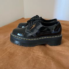 Brand New Black Dr Marten Platform Loafers! Worn Once But Didn’t Fit Me, Women’s Size 8 Casual Black Oxfords For Fall, Black Slip-on Oxfords For Fall, Casual Black Flat Oxfords, Black Platform Oxfords With Closed Toe, Black Platform Oxfords For Fall, Trendy Black Low-top Oxfords, Casual Patent Leather Oxfords With Pointed Toe, Casual Patent Leather Closed Toe Oxfords, Black Flat Oxfords For Fall