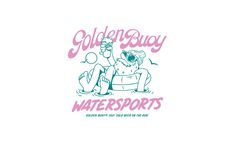 the logo for golden guay watersportss, which features a man sitting in a chair