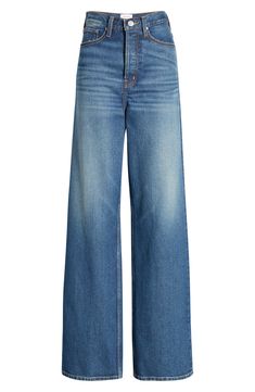 Sport a vintage-chic vibe in these faded jeans made from nonstretch denim with a high waist and full-length wide legs. 33" inseam; 20" leg opening; 11 1/2" front rise; 14 1/2" back rise (size 24)   100% recycled cotton   Machine wash, dry flat   Imported Styling Wide Leg Jeans, How To Style Wide Leg Jeans, Moda Over 40, Style Wide Leg Jeans, French Minimalist, Curated Fashion, Mango Clothing, Wide Leg Jeans Outfit, High Waist Wide Leg Jeans