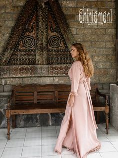 #clothing #women'sclothing #dresses #wrapdress #goddessdress #maxidress #dustyrosedress #dustypinkdress #bohoweddinggown #longcottondress #bohodress #bohomaxidress #bohemianwedding #bridesmaiddress #kimonodress #fringedress #chintamani #chintamanialchemistry Spring Cotton Long Sleeve Gown, Spring Long Sleeve Cotton Gown, Cotton Long Sleeve Spring Gown, Bohemian Long Sleeve Fitted Gown, Pink Cotton Wedding Dress, Boho Chic Fashion Bohemian, Pink Boho Dress, Dusty Pink Dresses, Bohemian Dresses Long