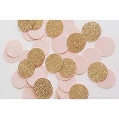 pink and gold confetti circles with glitter on the edges, set of 25